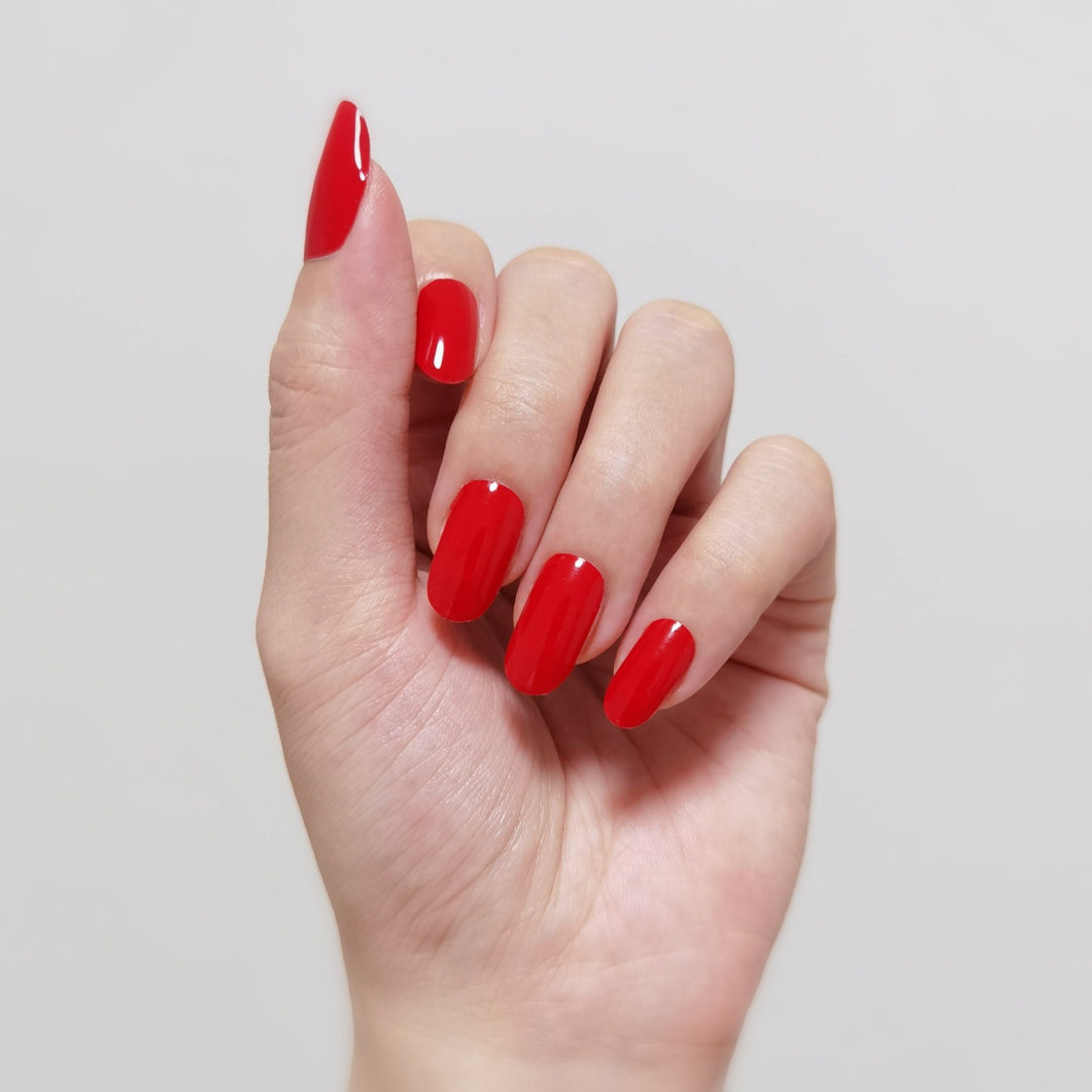Short Red Acrylic Nails With Gold Leaf - YouTube